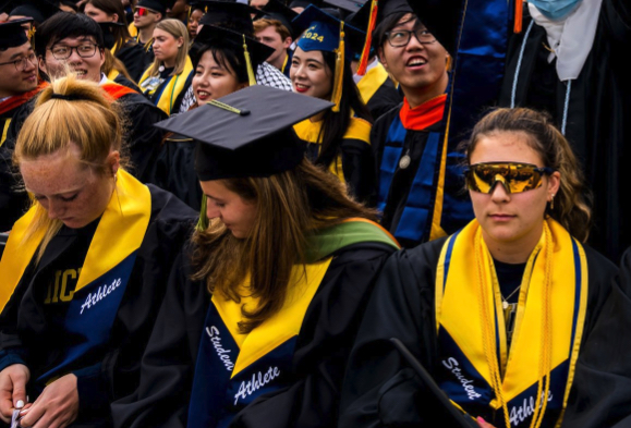 University of Michigan graduates wait to be called